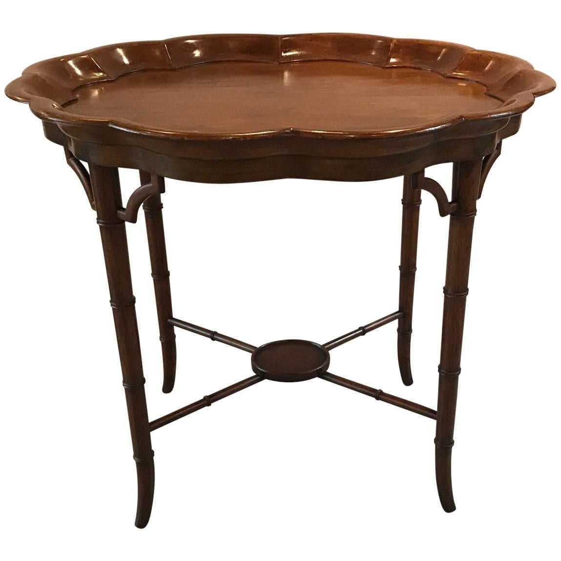 Walnut Scalloped Edge Accent Side Table, Italian