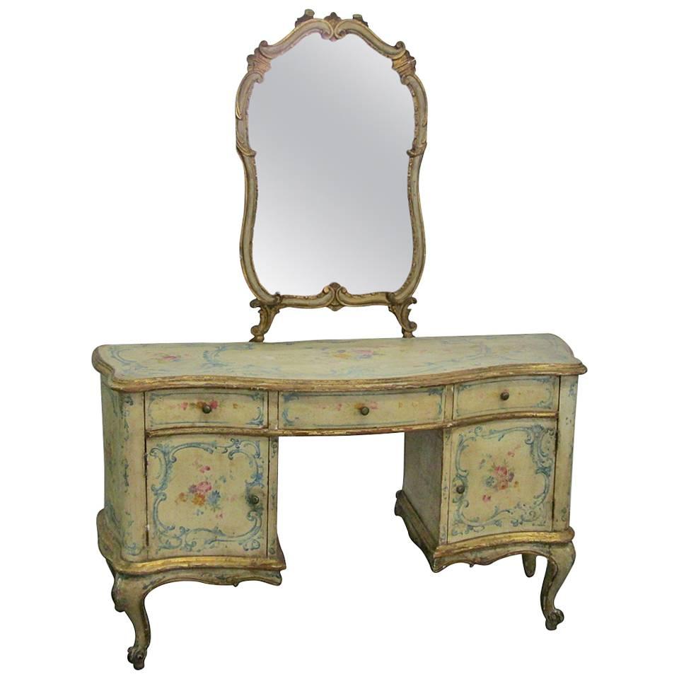 19th Century Venetian Rococo Style Painted Vanity