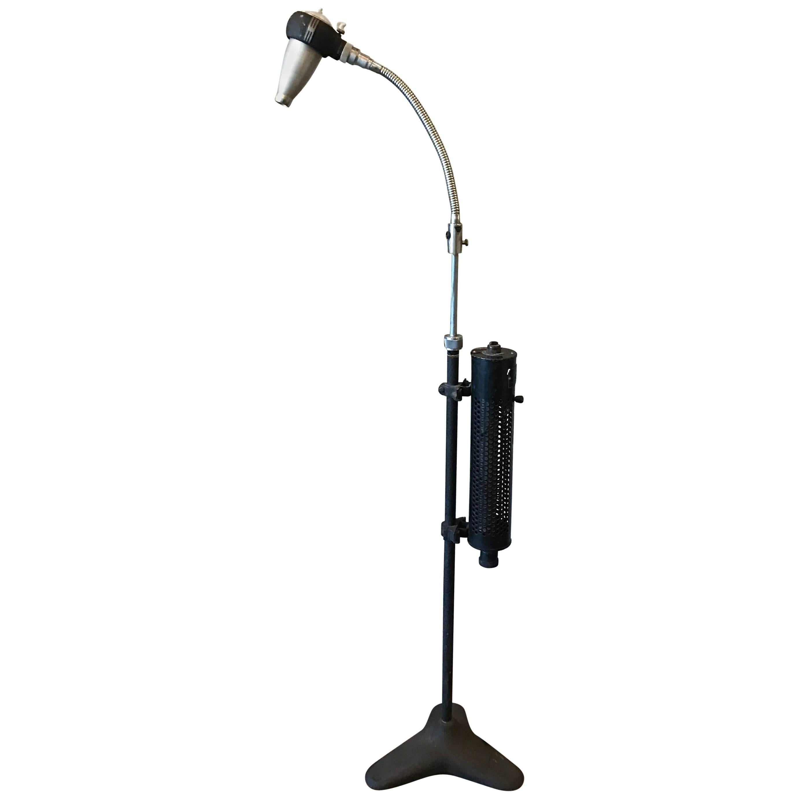 Bausch & Lomb Adjustable Gooseneck Optical Floor Lamp For Sale