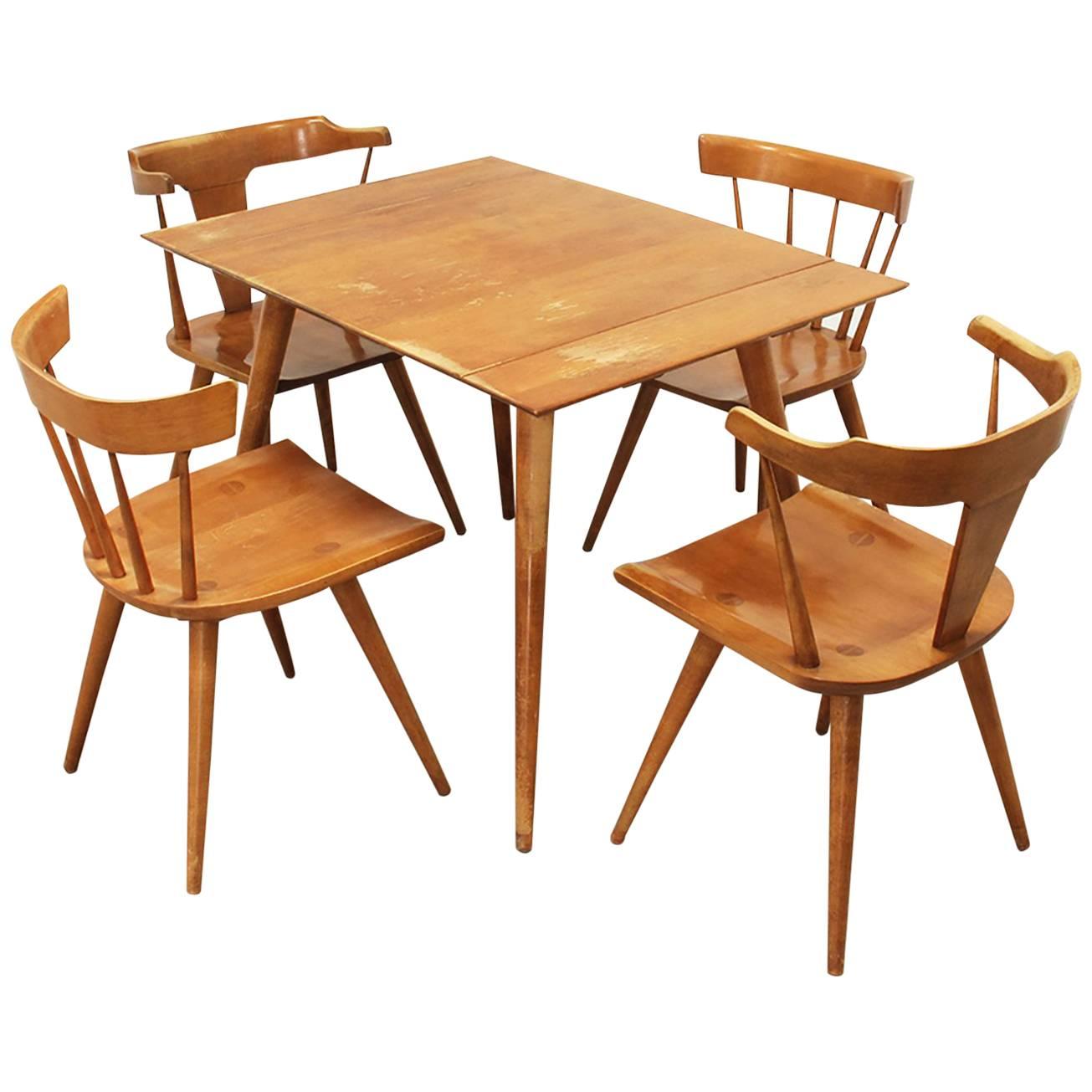 Vintage Solid Wood Dining Set of Four Chairs and One Table by Paul McCobb, 1950s For Sale