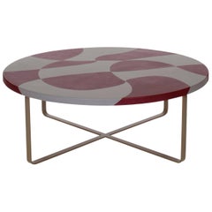 "Maupiti" Inlaid Leather Top Coffee Table by Nestor Perkal for Oscar Maschera