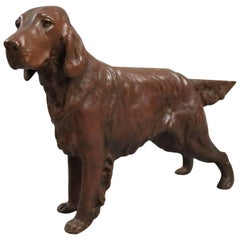 Antique Figural Copper over White Metal Dog Sculpture of Irish Setter circa 1900