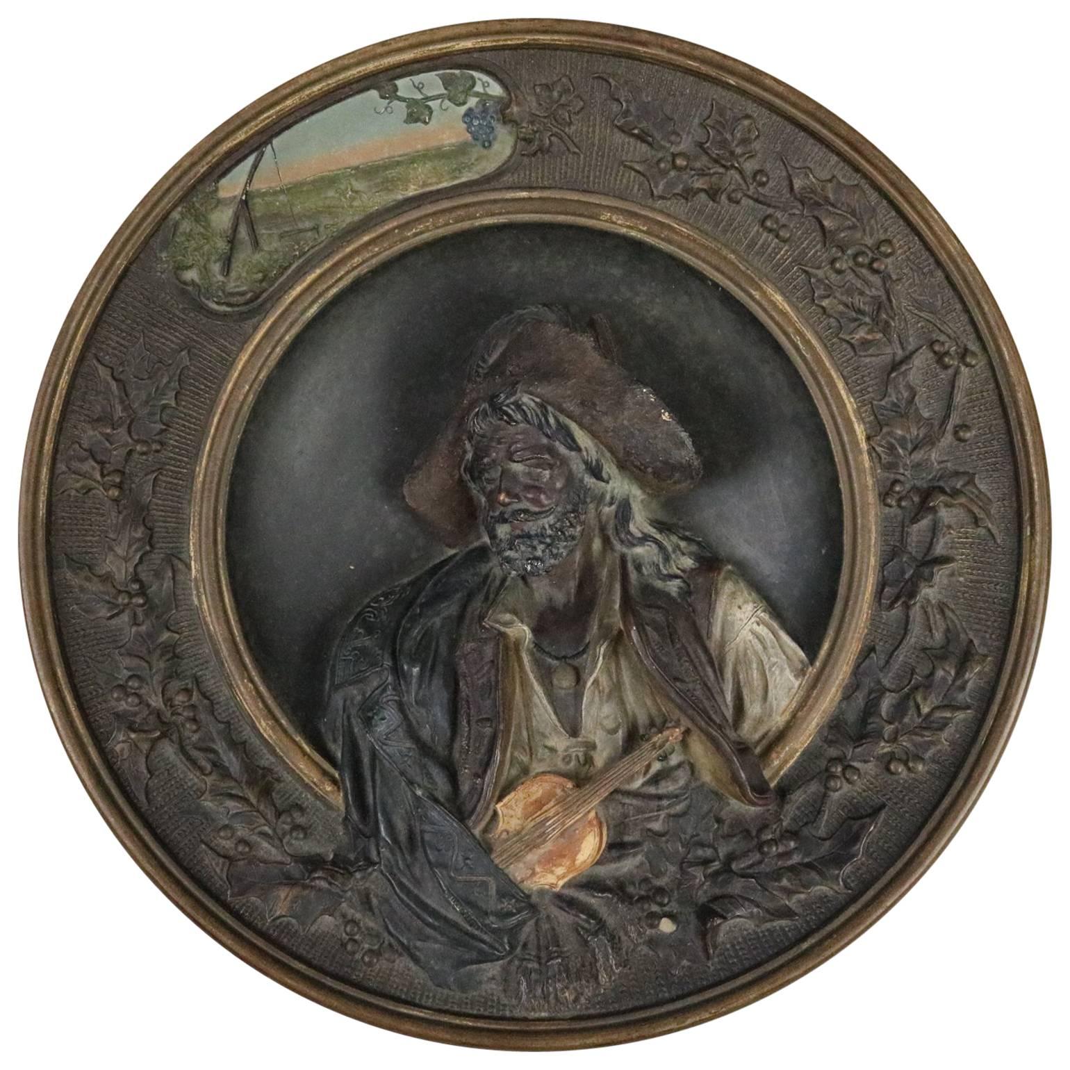 Musterschutz High Relief Pottery Portrait After Louis Gallait, circa 1880