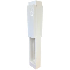 Towering Minimalist White Lacquer and Acrylic Vintage Floor Lamp