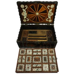 Antique Bone Inlaid Coromandel Wood Anglo Indian Locking Sewing Box, 19th Century