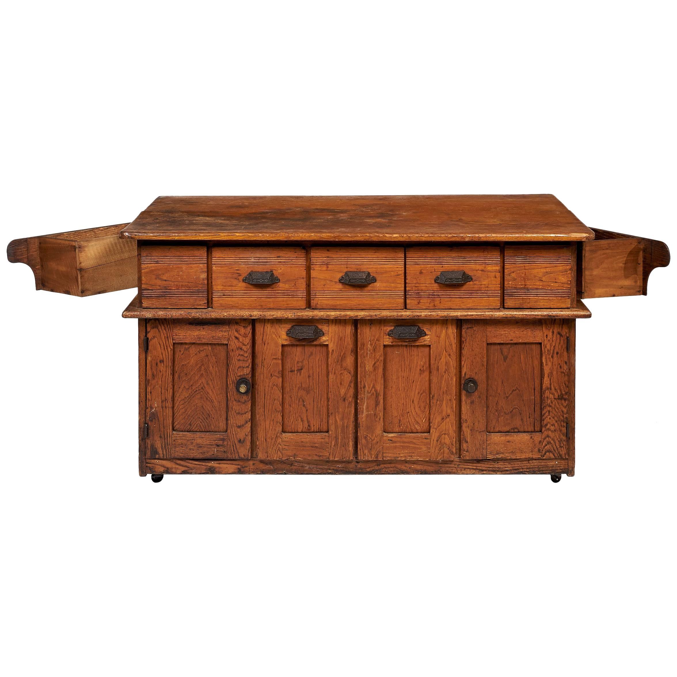 Early 20th Century Bakers Cabinet with Winged Doors For Sale