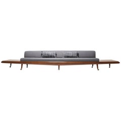 Mid-Century Sofa with Travertine Side Tables by Adrian Pearsall