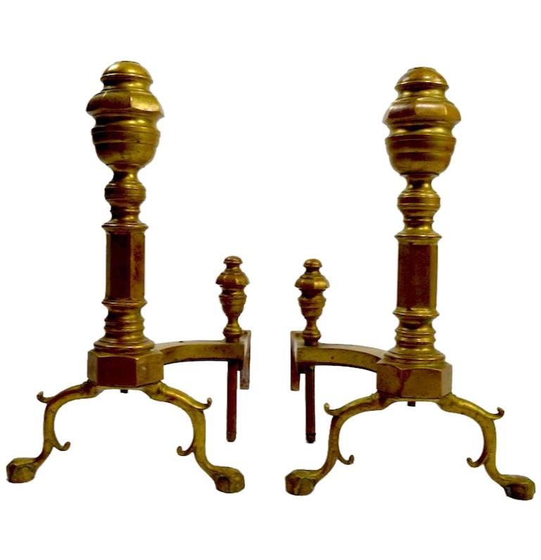 Pair of Chippendale Revival Andirons