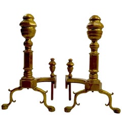 Antique Pair of Chippendale Revival Andirons