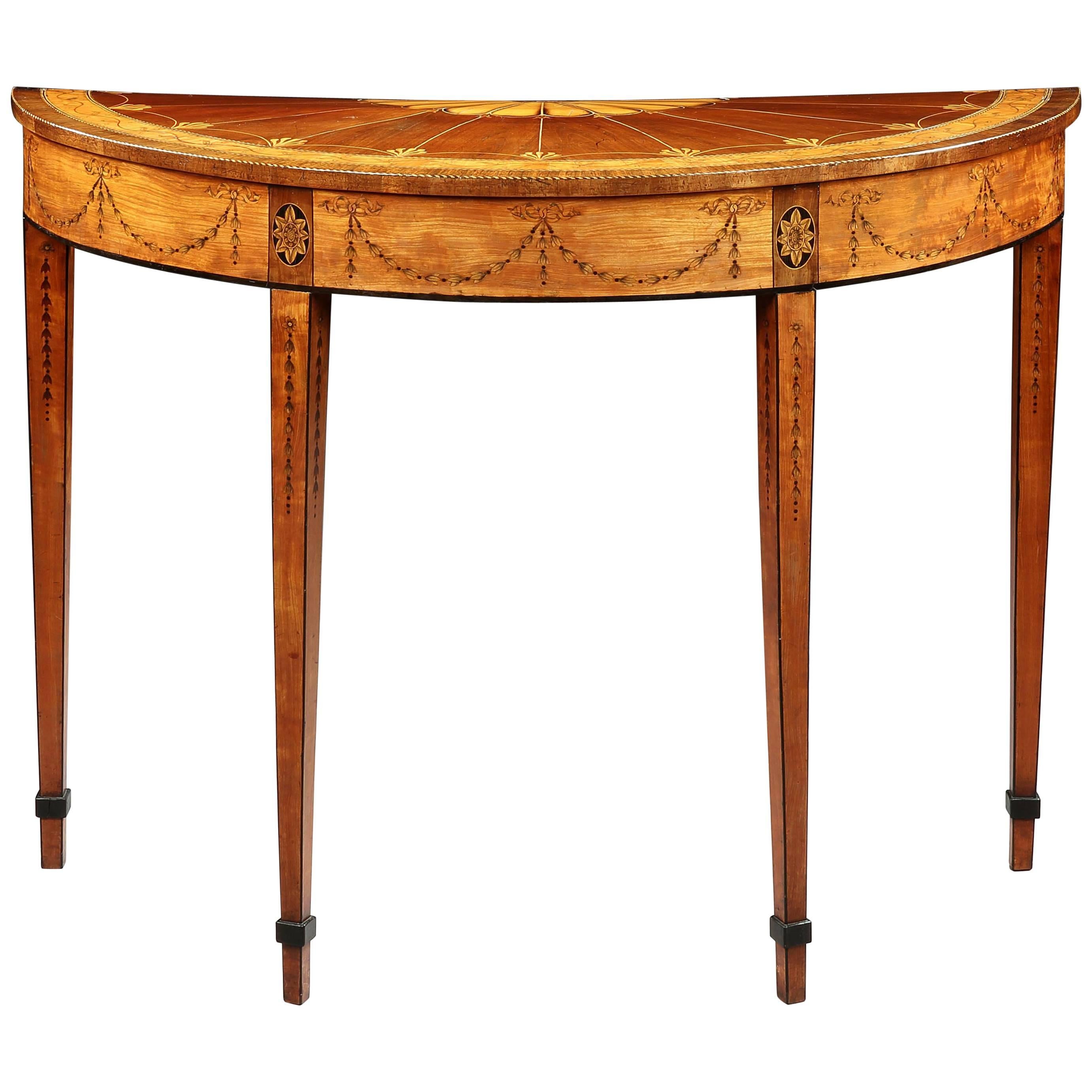 George III Satinwood and Marquetry Side Table For Sale
