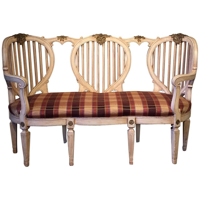 20th Century French Style Shabby Chic Painted Loveseat For Sale at 1stDibs