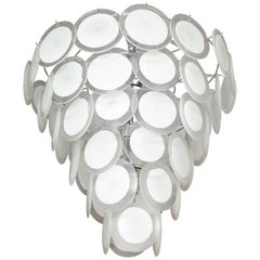 Murano White Glass Disc Chandelier 11
