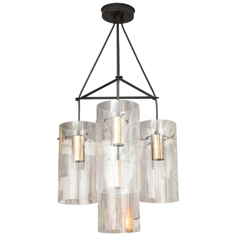 Custom Tubular Acrylic Pendant Chandelier For Sale at 1stDibs