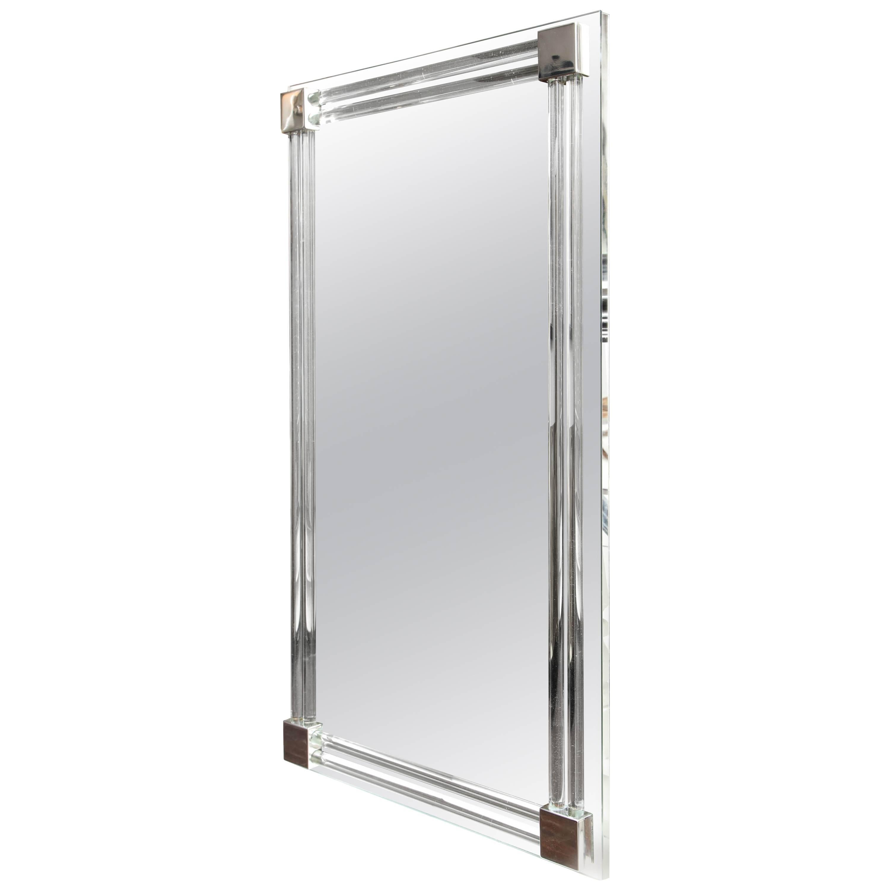 Grand miroir à tige en verre personnalisé sur mesure en vente