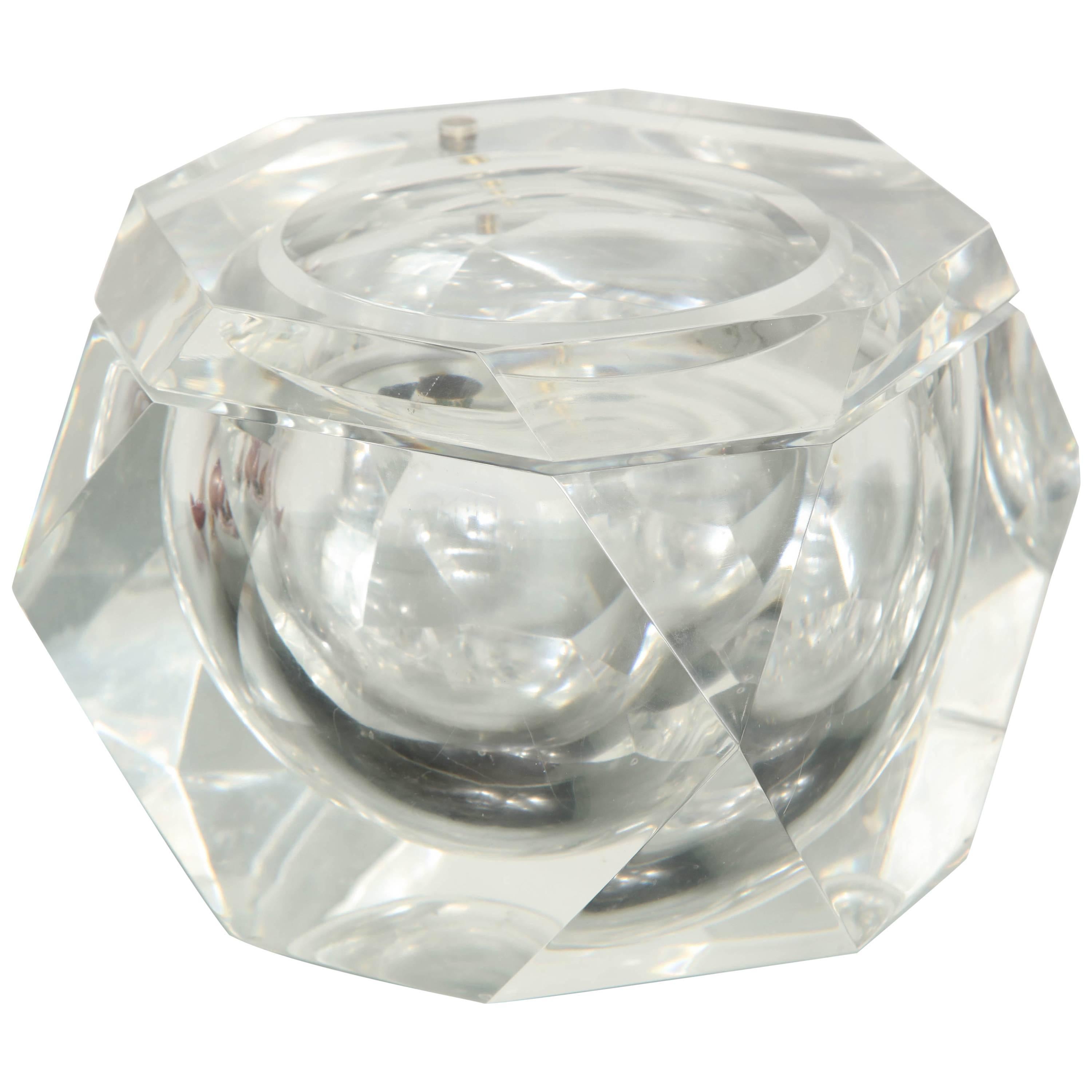 Vintage Faceted Lucite Ice Bucket