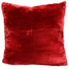 Custom Red Genuine Sheared Beaver Pillow