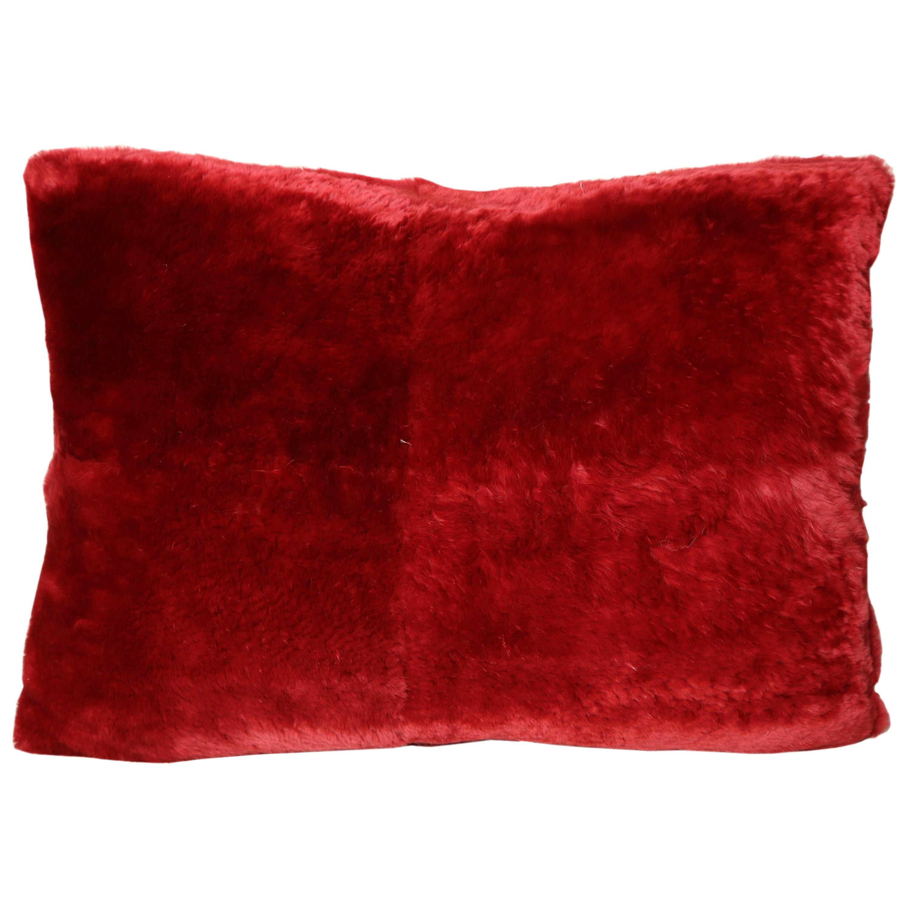 Custom Red Sheared Beaver Pillow
