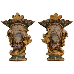 Pair of Antique Old Paris Porcelain Ante-Bellum Vases