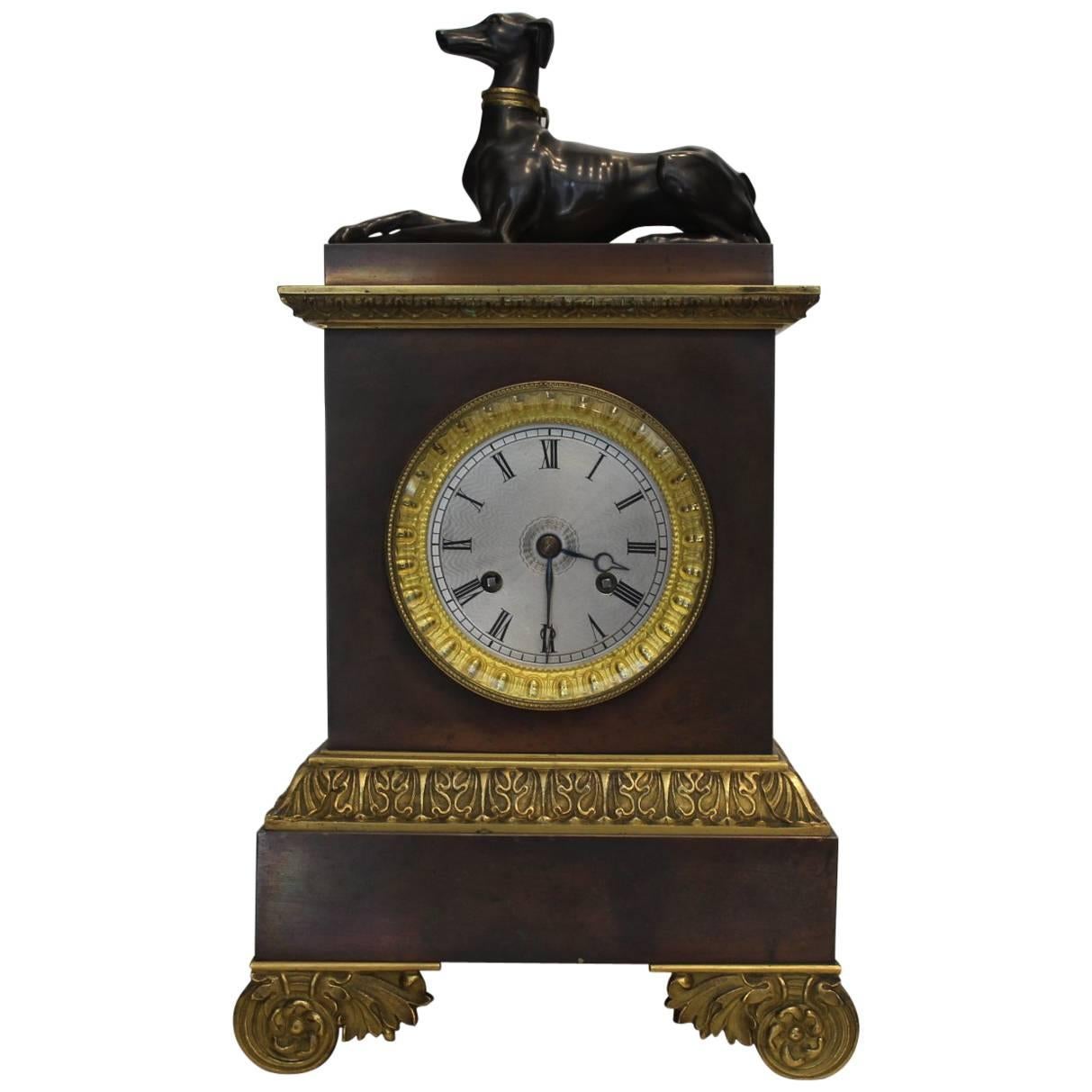 19th Century, French Bronze and Ormolu Mantel Clock For Sale