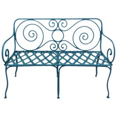 Antique Hand-Forged Iron Garden Bench, Provence Region, France, 1920