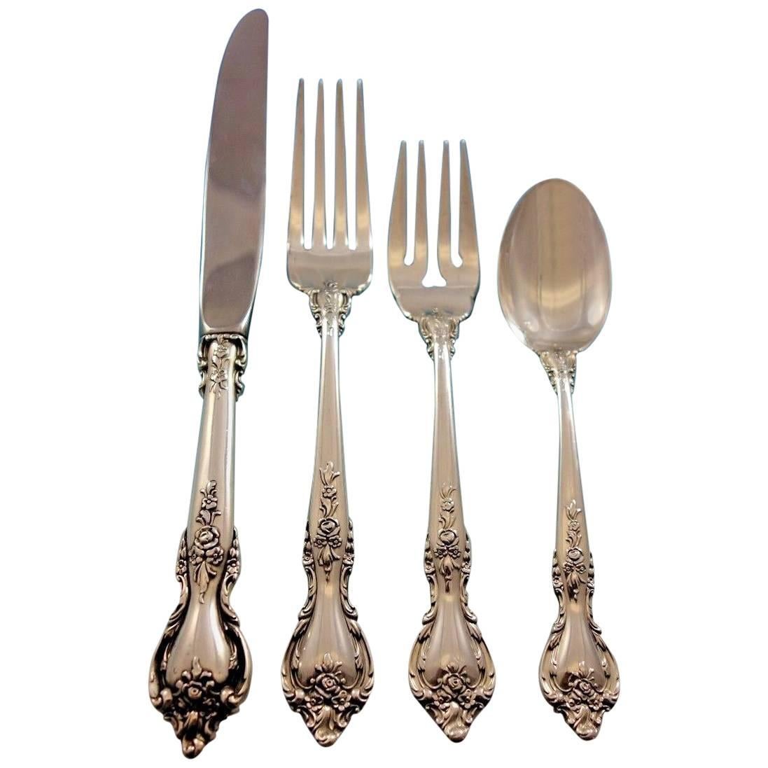 Delacourt by Lunt Sterling Silver Flatware Set for 12 Service 48 Pieces For Sale