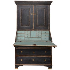 Late Gustavian Secretary in Black Paint