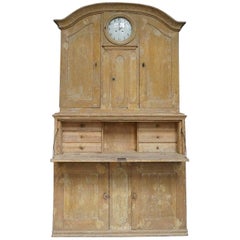 Antique Period Secretary with Clock from Hälsingland