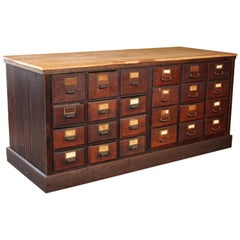 Vintage Wooden Store Counter Multi-Drawer Apothecary Storage Cabinet