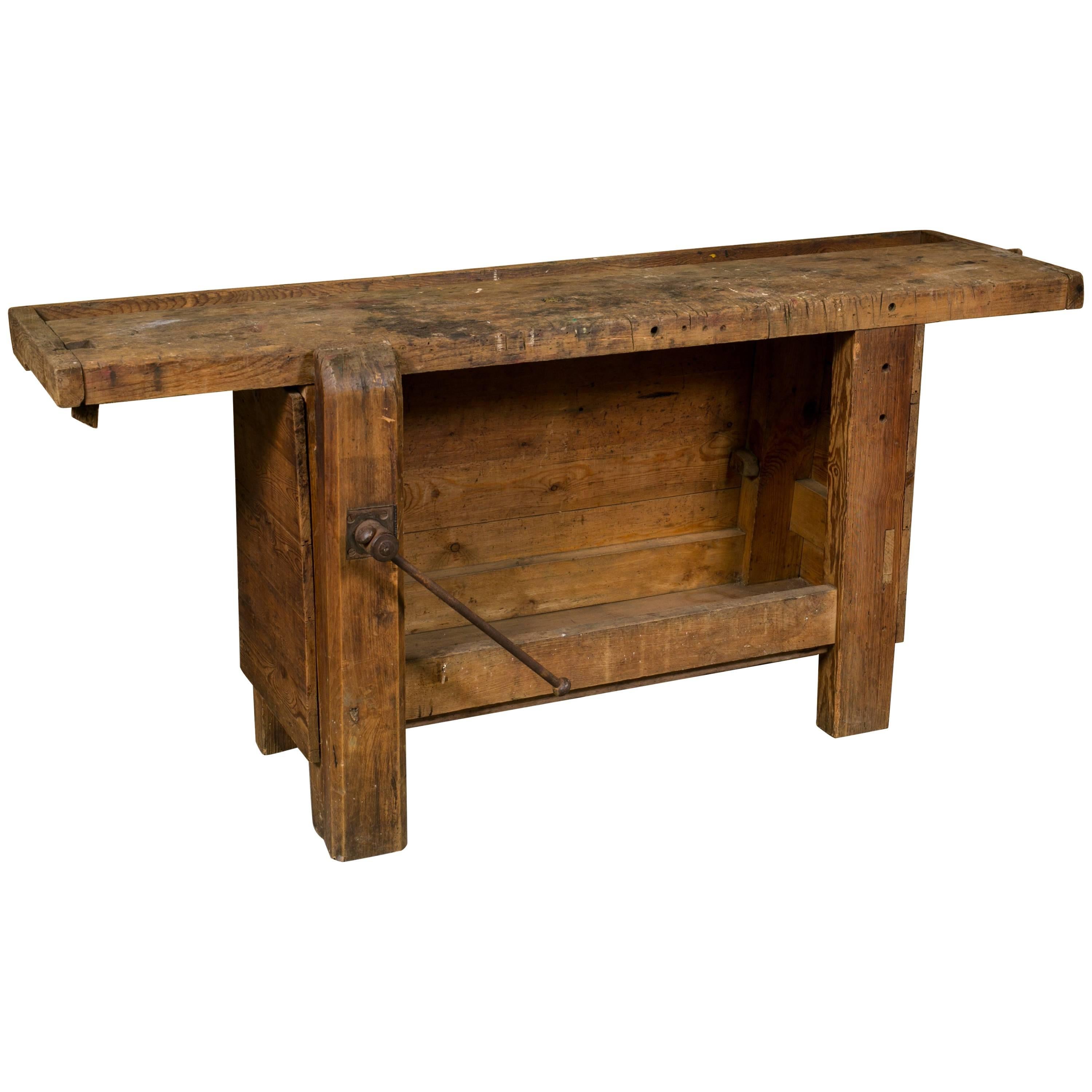 Closed Front Work Bench/ Console Table from France, circa 1920