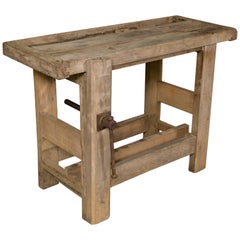 Small Bleached Oak Work Table from Belgium 7