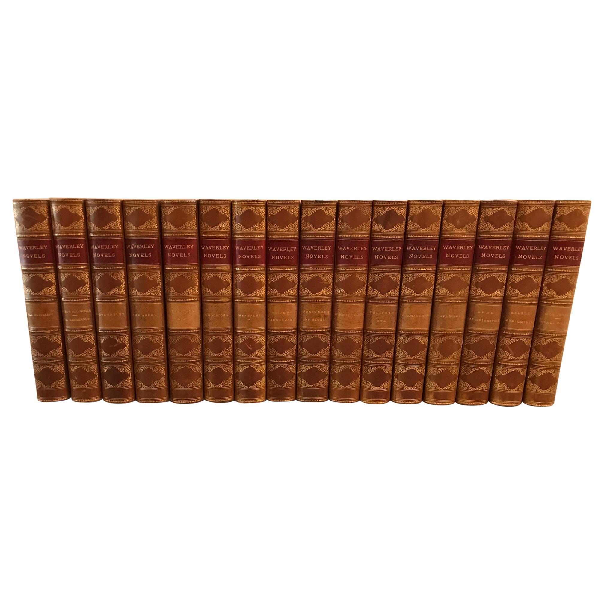 Set of Leather Bound Novels by Sir Walter Scott