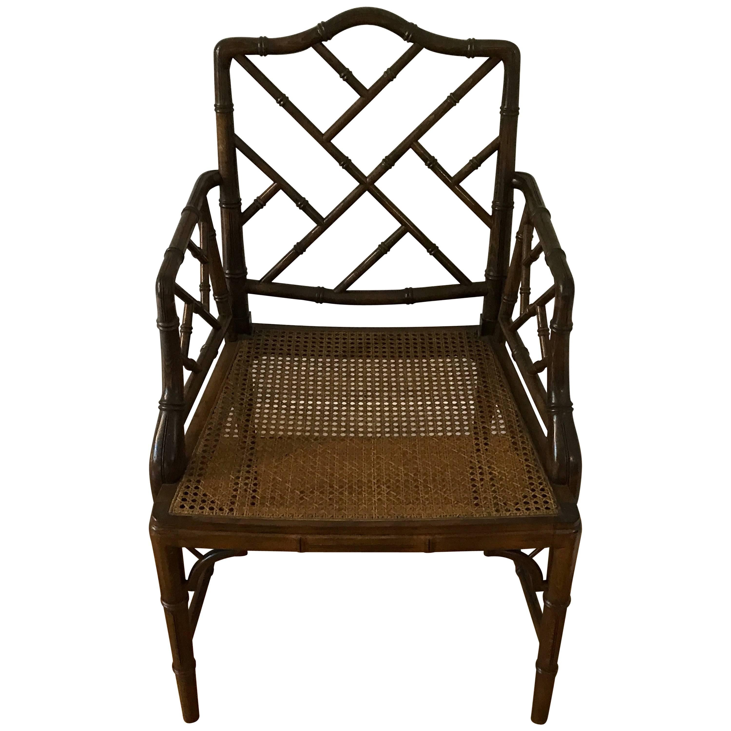 1960s Faux Bamboo Chinese Chippendale Chair