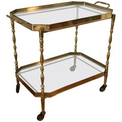 1960s Italian Brass Serving Trolly Bar Cart with Removable Tray 4