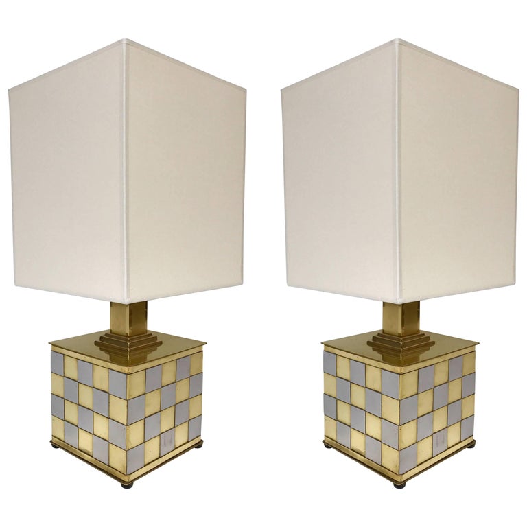Pair of Brass and Chrome Lamps by Spadafora, Italy, 1970s For Sale at ...