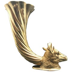 Rhyton Vase or Drinking Cup Made for Maison Jansen in Florence, Gilded Bronze
