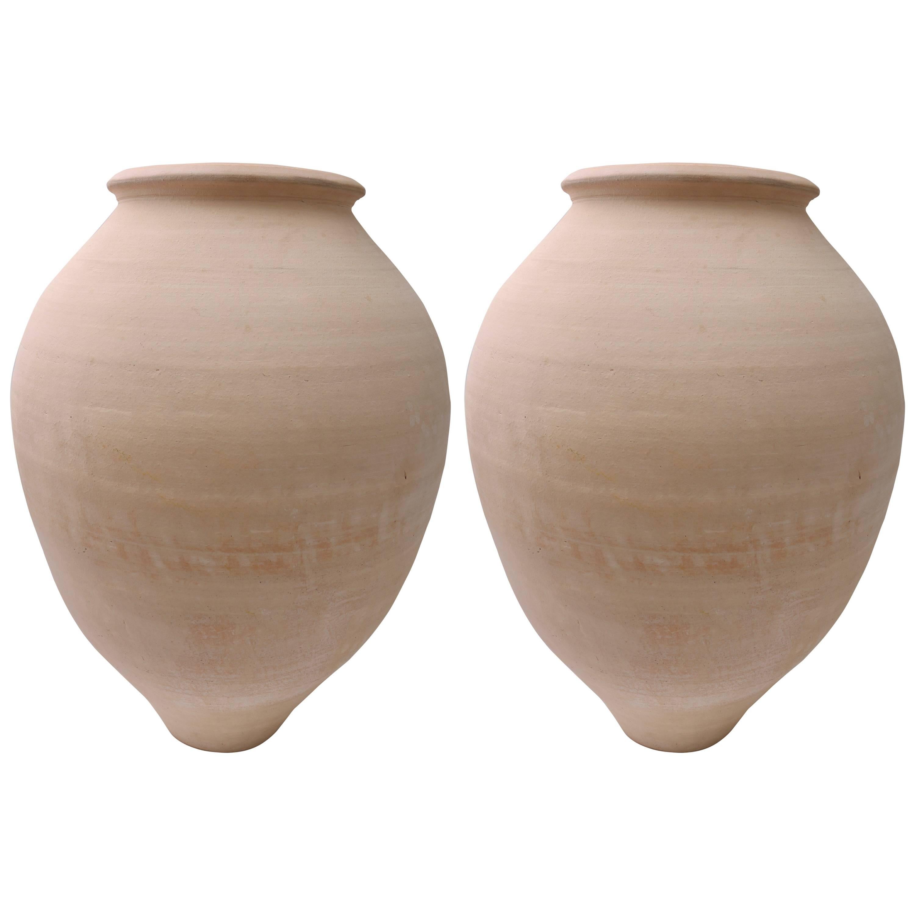 Pair of  Terracotta Amphora Vases For Sale