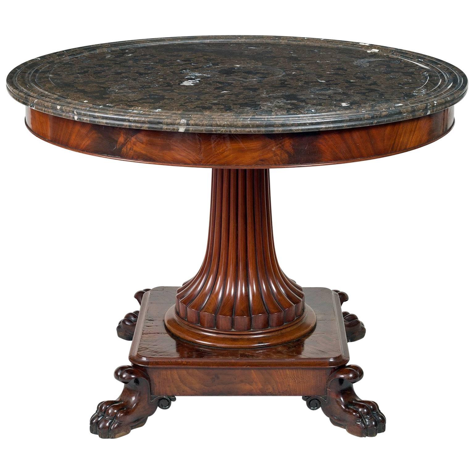 Charles X Mahogany and Marble Gueridon or Center Table For Sale