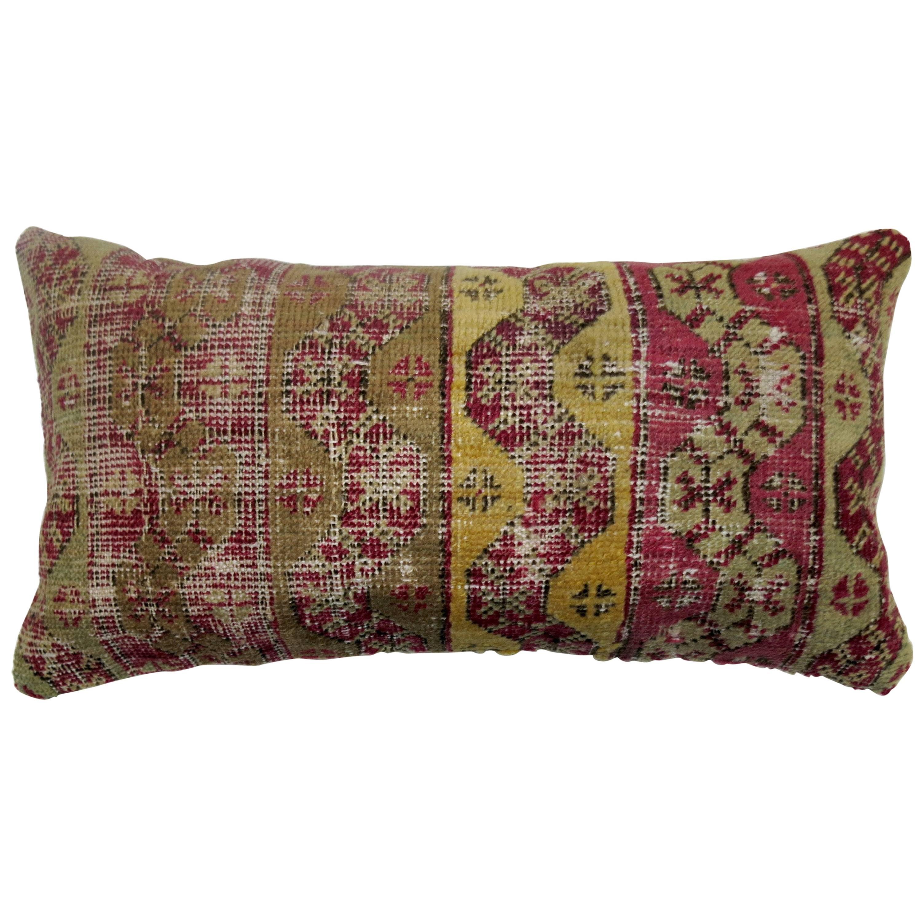 19th Century Antique Turkish Ghiordes Bolster Rug Pillow