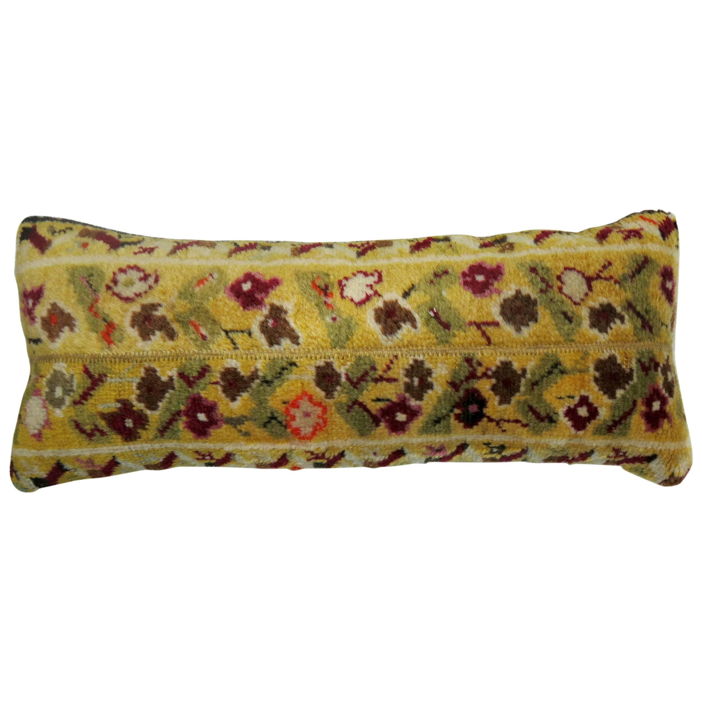 Bolster Yellow Floral Antique Rug Pillow
