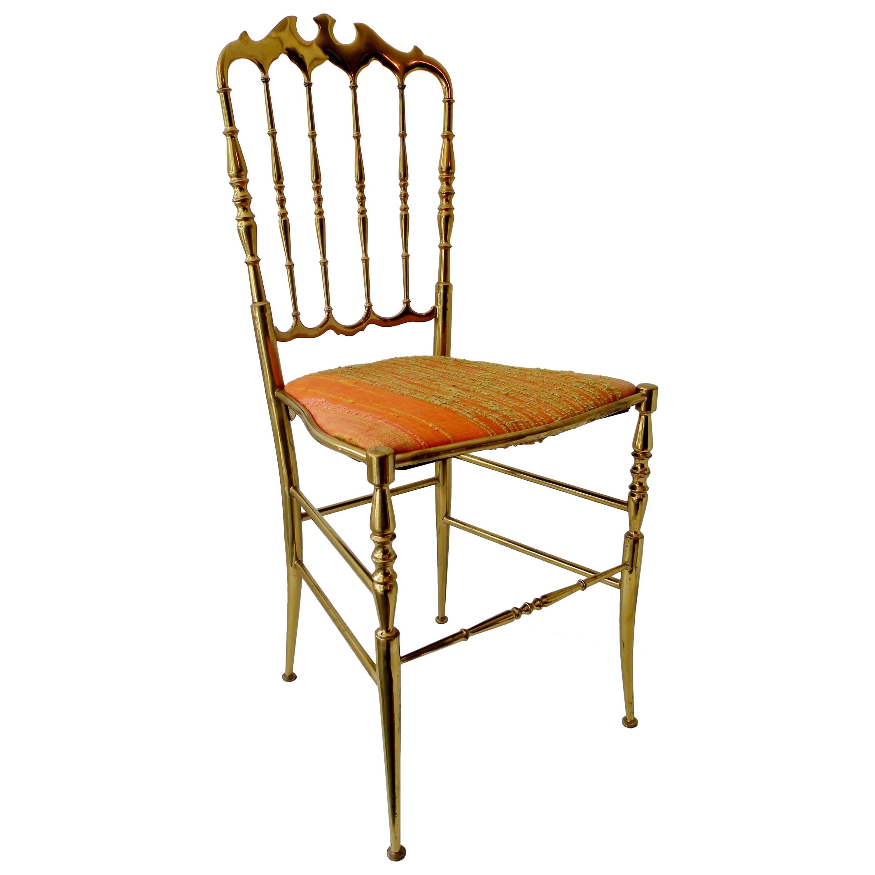 1960s Italian Brass Midcentury Hollywood Regency Chiavari Chair