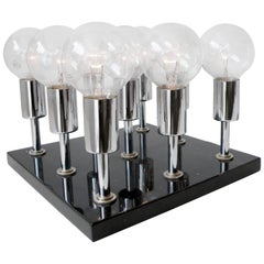 1960s Pop Art Italian Granite Chrome Sculptural Cluster Bulbs Table Lamp