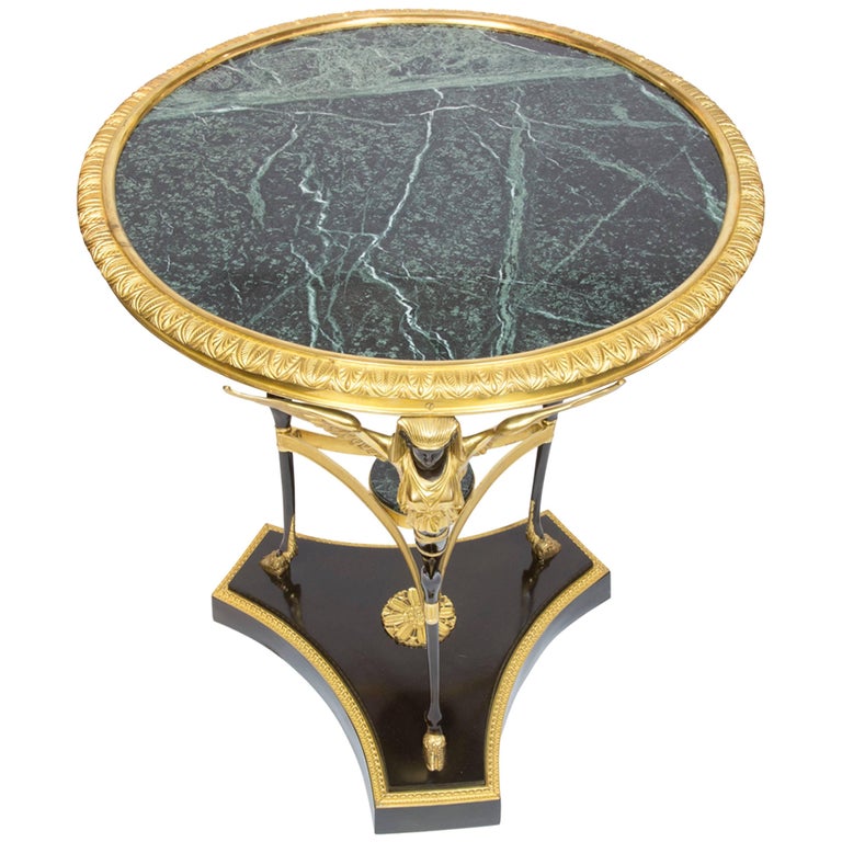 Egyptian Revival French Empire Style Gueridon Etagere Marble Top Table