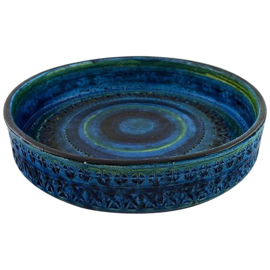 Bitossi, Rimini Blue Dish Bowl in Ceramics, Designed by Aldo Londi