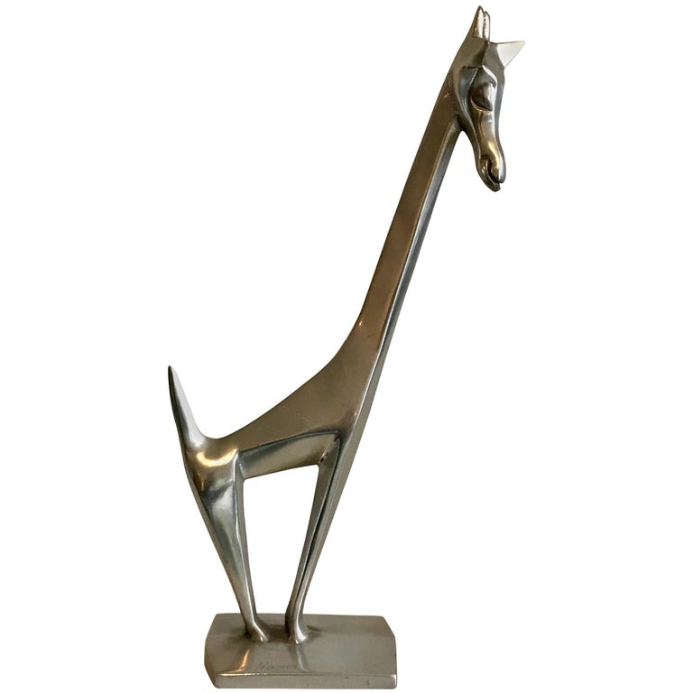 Mid Century Aluminum Giraffe Sculpture by Chris Petersen, 1976 For Sale
