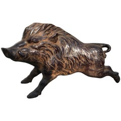 Vintage Japanese Finely Cast Bronze Great Boar Pig