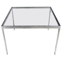 Chrome and Glass Milo Baughman Attributed Parsons Style End Table Vintage Modern