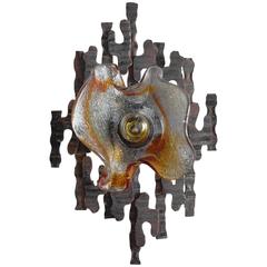 Pair of Italian Brutalist Murano Glass Sconce by Tom Ahlström