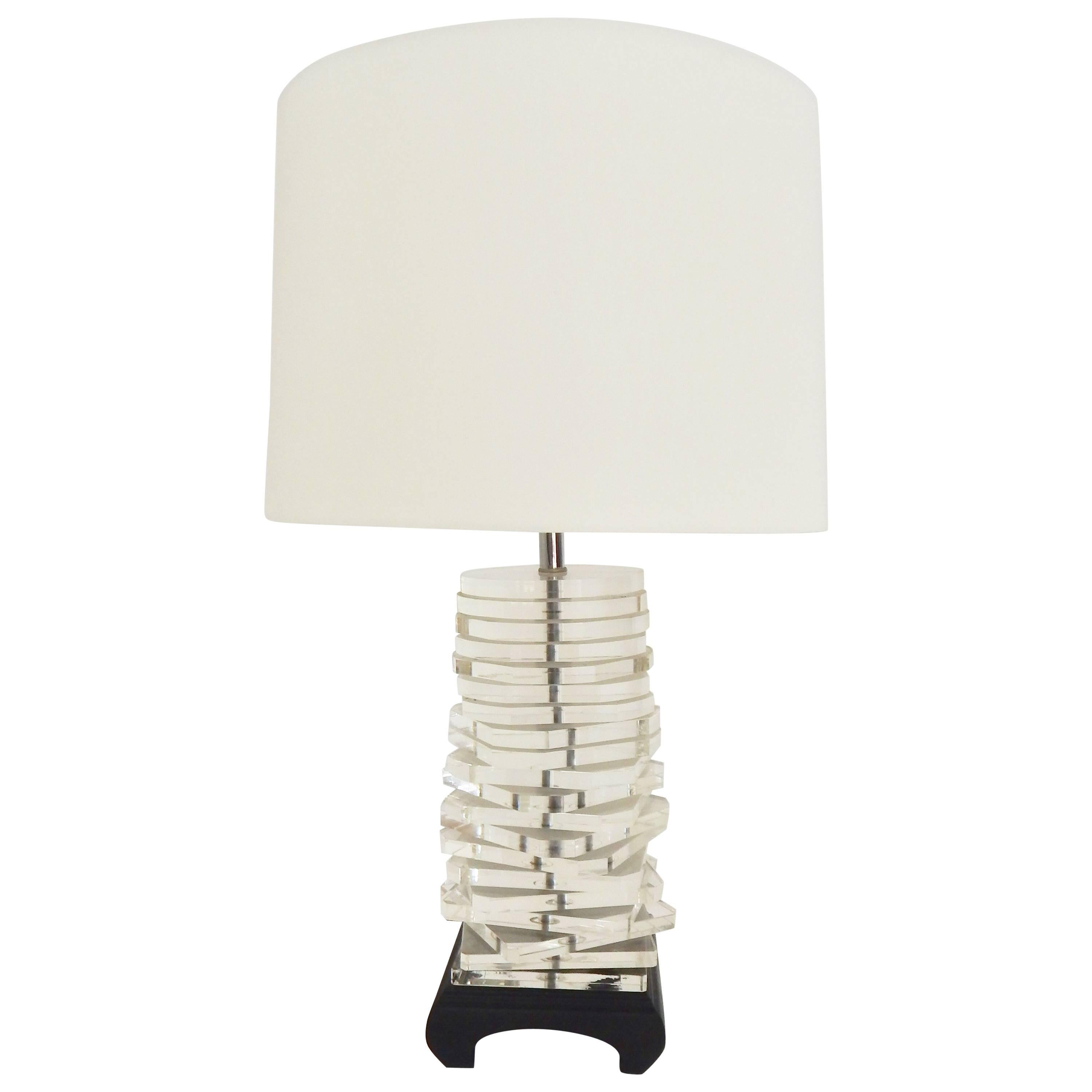 Mid-Century Modern Stacked Lucite Table Lamp