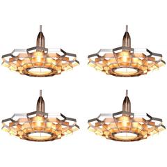 Vintage Set of Four Snowflake Pendant Lights