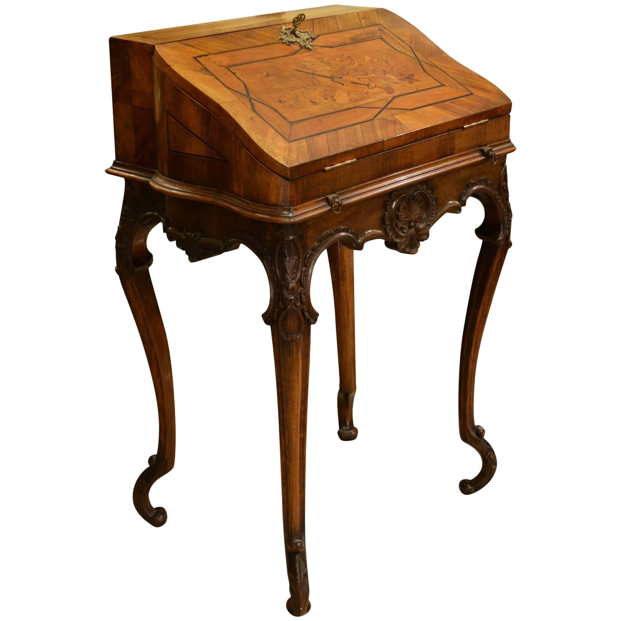 19th Century Mahogany and Walnut Ladies Bureau